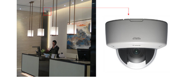 南京圣和府邸豪华精选酒店大堂采用佳能超广角全高清半球摄像机vb-h6